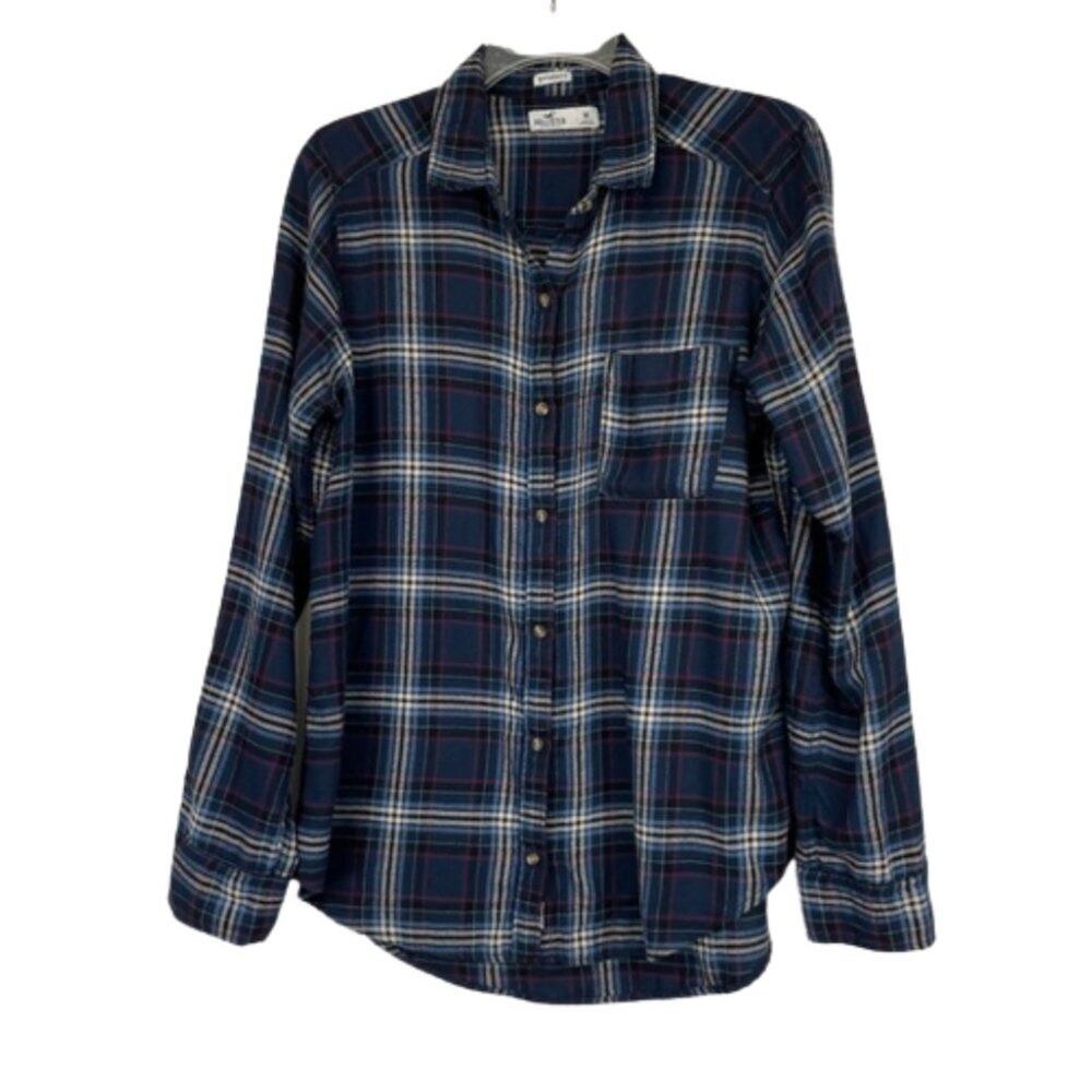 Hollister boyfriend fit plaid button down shirt size Medium